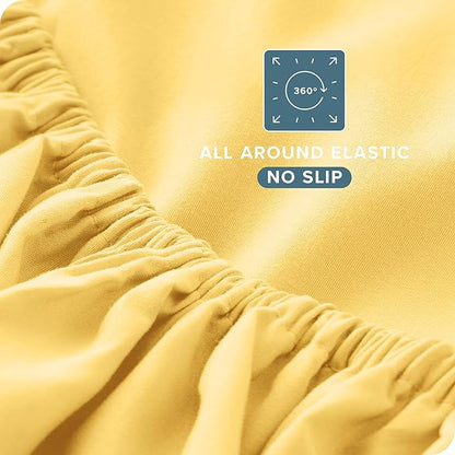 Bare Home Queen Sheet Set - Luxury 1800 Ultra-Soft Microfiber Queen Bed Sheets - Double Brushed - Deep Pockets - Easy Fit - 4 Piece Set - Bedding Sheets & Pillowcases (Queen, Lemon Drop)