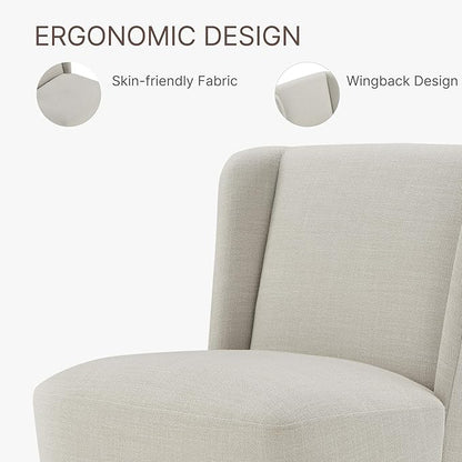 Dining Chairs with Casters No Assembly Upholstered Wingback Single Sofa Armless Deskchair for Bedroom Waiting Room Kitchen Diningroom