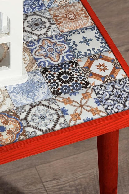 Comfyt Coffee Table, Handmade Side Table, End Table, Nightstand Nesting Table Bedside Table Accent Table Home Essentials Wood Tiled Top Rustic Table Ceramic Tiles Mexican Tile Table
