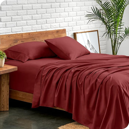 Bare Home Queen Sheet Set - 1800 Ultra-Soft Microfiber Queen Bed Sheets - Double Brushed - Deep Pockets - Easy Fit - 4 Piece Set - Bed Sheets (Queen, Rosewood)
