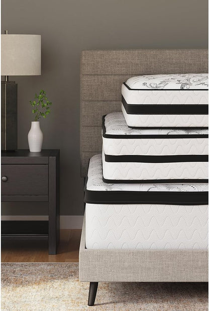 Signature Design by Ashley Full Size Chime 10 Inch Medium Firm Hybrid Mattress with Cooling Gel Memory Foam for Pressure Relief, Fiberglass Free, Mattress In A Box