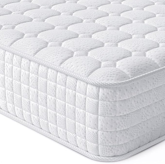 Vesgantti 8 Inch Multilayer Hybrid Full Mattress - Multiple Sizes & Styles Available, Ergonomic Design with Memory Foam and Pocket Spring, Medium Firm Feel, White