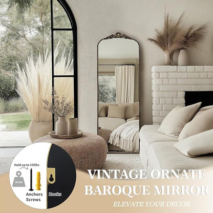 G-LEAF Vintage Baroque Mirror 22"X65", Victorian Antique Farmhouse Mirror with Gold Ornate Metal Frame for Fireplace Entryway Living Room Hallway Bathroom