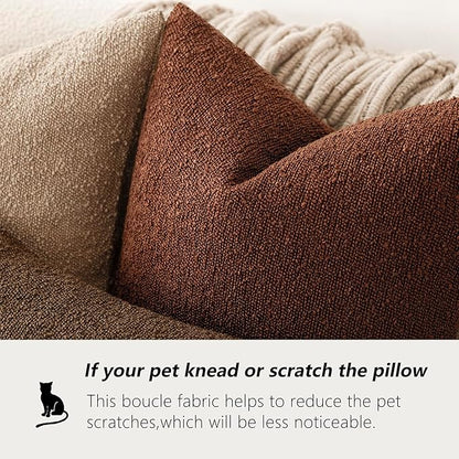 Foindtower Pack of 2 Textured Boucle Throw Pillow Covers Accent Solid Pillow Cases Cozy Soft Decorative Couch Cushion Case for Chair Sofa Bedroom Living Room Home Decor 20x20 Inch Red Taupe