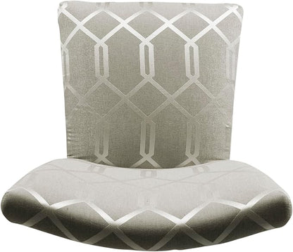 HomePop Classic Parsons Dining Chair - Pewter Gray Cream Lattice (Set of 2)