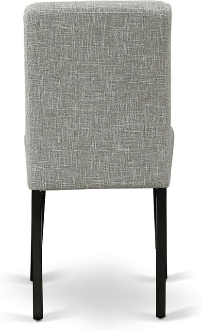 East West Furniture DUAB7-BLK-06 7 Piece Dining Room Table Set Consist of a Rectangle Kitchen Table and 6 Shitake Linen Fabric Parson Dining Chairs, 36x60 Inch, Black