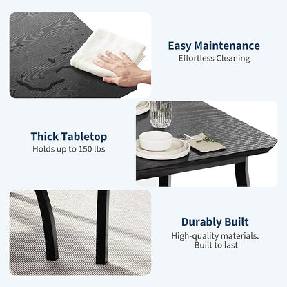 GAOMON Dining Table Set for 2, 3 Piece Small Kitchen Table and 2 Upholstered Chairs with Metal Frame & Wood Grain Tabletop for Small Space, Apartment, Kitchen, Dining Room, Black