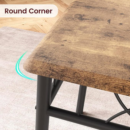 CABIHOME Dining Table Set, 5 Piece Dining Table Set for 4, Rectangle Kitchen Table Set with 4 Upholstered Chairs for Small Space, Apartment, Retro Brown