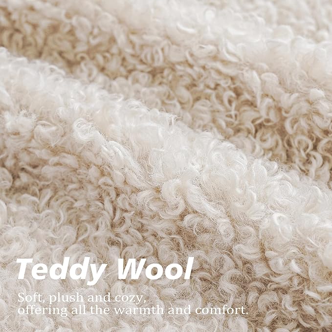 Foindtower 2 Pieces 16x16 Inch Neutral Cream, Faux Fur Throw Pillow Cover Accent Sherpa Pillow Fuzzy Soft Pillowcases Sheepskin Decorative Fleece Cushion Case for Bed Couch Living Room