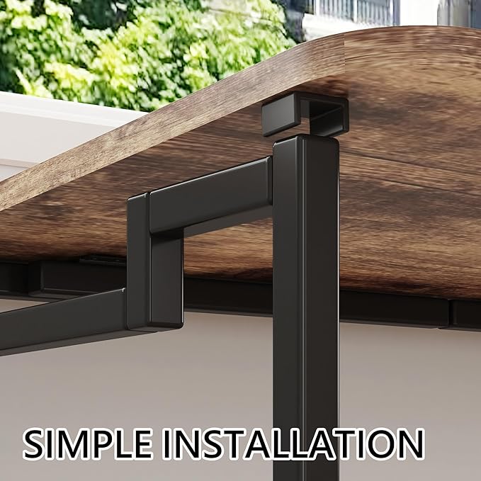JSB Small Folding Computer Desk with Storage Bag and Hook Writing Modern Industrial Work Table Laptop for Home Office White (Rustic & Brown, 27.6")