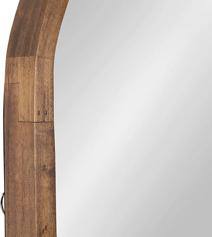 Kate and Laurel Hutton Rustic Modern Farmhouse Arch Mirror, 24" x 36", Natural Wood Finish