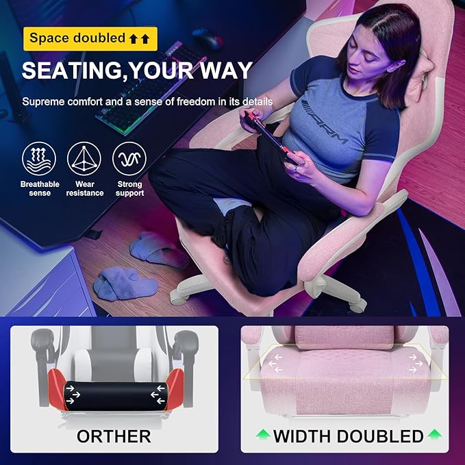 GTPLAYER Gaming Chair, Computer Office Chair with Pocket Spring Cushion, Linkage Armrests and Footrest, High Back Ergonomic Computer Chair with Lumbar Support Task Chair with Footrest