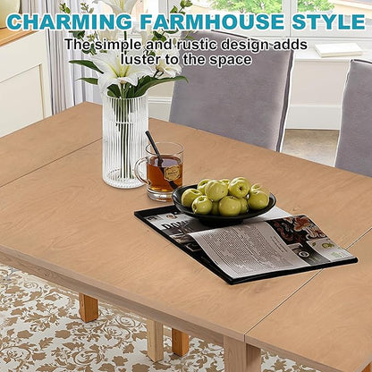 29"- 45" Extendable Dining Table for 2-4, Folding Square Dinner Table Small Kitchen Dining Room Tables with Wood Legs for Small Space, Kitchen, Living Room, Natural