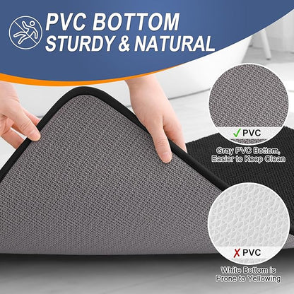 OLANLY Thick Memory Foam Bath Mat Rug 47x17, Extra Soft Absorbent Bathroom Rug, Quick Dry Bath Mats, Non-Slip, Machine Washable Carpet for Bathroom, Tub and Shower, Home Decor Accessories, Black