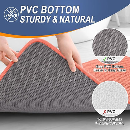 OLANLY Thick Memory Foam Bath Mat Rug 24x16, Extra Soft Absorbent Bathroom Rug, Quick Dry Bath Mats, Non-Slip, Machine Washable Carpet for Bathroom, Tub and Shower, Home Decor Accessories, Coral