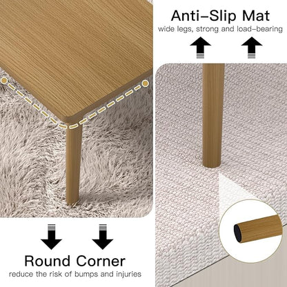 Small Coffee Table for Small Space, Low Table, Floor Table Desk for Sitting on The Floor, Japanese Coffee Table for Living Room, Tatami Tea Tables with Solid Wood Legs, Home Office, Farmhouse, Brown