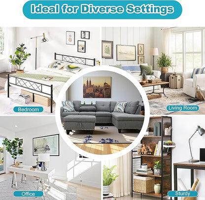 Couches for Living Room Modern L Shaped Couch Comfy Linen Fabric 3 Pieces Sectional Sofa with Chaise, Ottoman with Storage for Office and Small Apartment, Charcoal