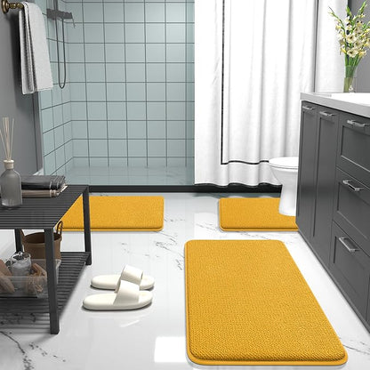 OLANLY Thick Memory Foam Bath Mat Rug 30x20, Extra Soft Absorbent Bathroom Rug, Quick Dry Bath Mats, Non-Slip, Machine Washable Carpet for Floor, Tub and Shower, Home Decor Accessories, Golden Yellow