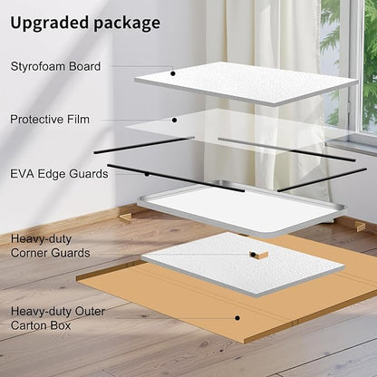 FORBATH 48x36 Inch Bathroom Mirror, Brushed Silver Deep Frame Wall Mirror with Rounded Corners, Anti-Rust Tempered Glass for Modern Farmhouse Vanity (Horizontal/Vertical Hanging)
