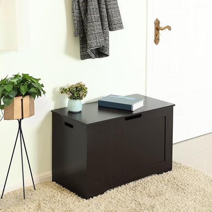 VASAGLE Storage Chest, 29.9 Inches Width Storage Bench, Entryway Bench with 2 Safety Hinges, Shoe Bench, Farmhouse Style, for Entryway, Bedroom, Living Room, Espresso Brown ULHS11BR.