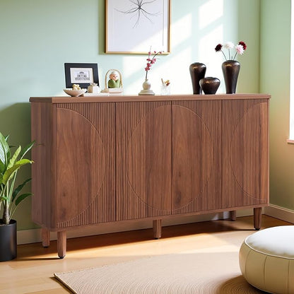 59.4" Sideboard Buffet Cabinet with Storage, Kitchen Buffet Storage Cabinet with Doors & Shelves, Modern Sideboard for Living Room, Kitchen, Hallway, Rustic Brown
