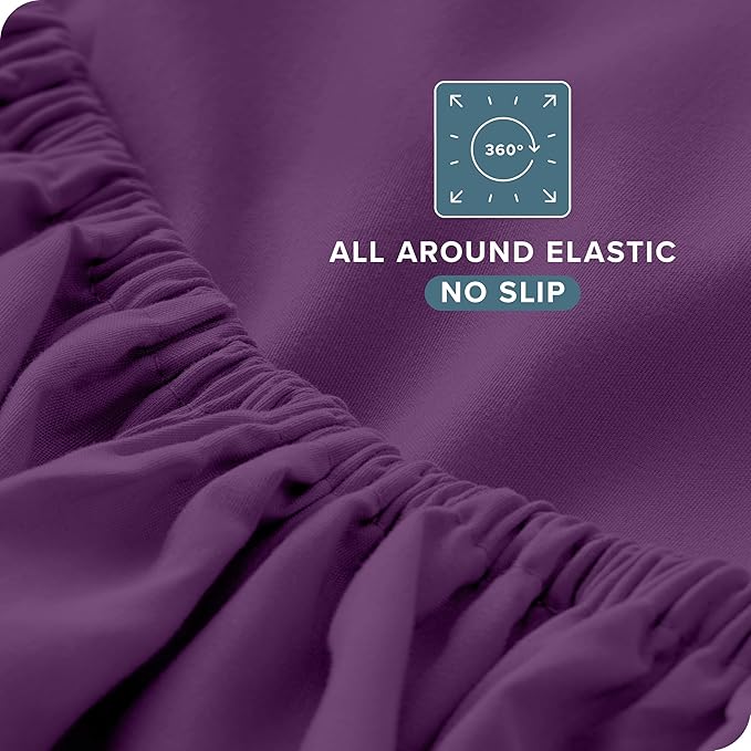 Bare Home California King Sheet Set - 1800 Ultra-Soft Microfiber Cal King Bed Sheets - Double Brushed - Deep Pockets - Easy Fit - 4 Piece Set - Bed Sheets (California King, Plum)