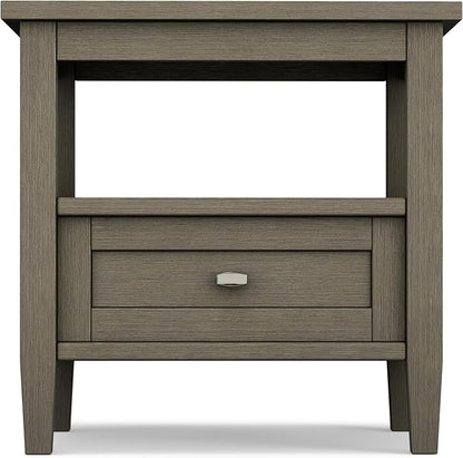 SIMPLIHOME Warm Shaker SOLID WOOD 20 inch Wide Rectangle Transitional End Side Table in Farmhouse Grey for the Living Room and Bedroom