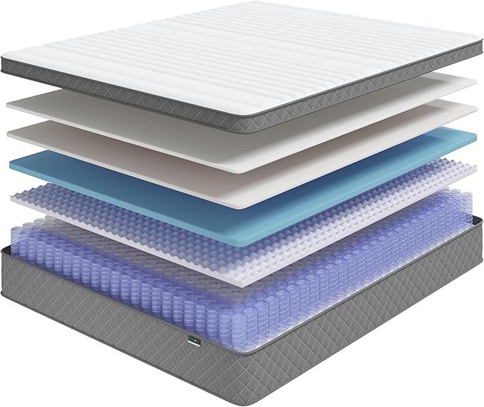 Full Mattress, 12 Inch Full Size Mattress with Cooling-Gel Memory Foam &Pocket Spring Hybrid, CertiPUR-US Certified, Medium Firm