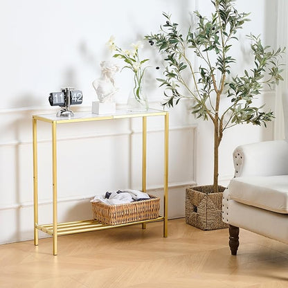 Wimarsbon 29.5" Sofa Tables, Narrow Console Table, 2 Tier Thin Sofa Table, Small Entryway Table with Shelf, Side Display Stand, Metal Frame Sturdy for Hallway, Living Room