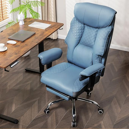 GTRACING Big and Tall Office Chair 400LBS Wide Ergonomic Gaming Chair with Deluxe Embossing Designed Leather with Foot Rest,150°Reclining Adjustable Soft Armrests Pocket Spring Back Support and Pillow