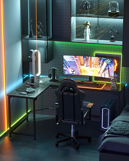 Teraves Modern L Shaped Gaming Desk 58'' Corner Computer Desk for Home Office Gaming Table Study Writing Workstation for Small Space, Easy to Assemble
