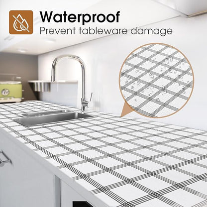 Beautysaid Shelf and Drawer Liner for Kitchen Cabinet, Non Adhesive Non Slip Shelf Paper Waterproof Washable Thickened for Dresser Pantry Shelve Bathroom Protector Liner(Plaid,18 in x 30 FT)