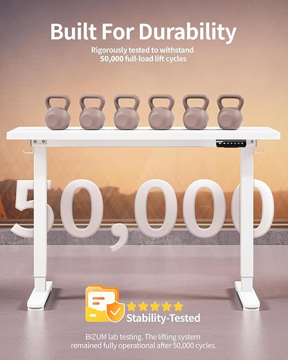 BIZUM Standing Desk Electric Adjustable Computer Desk-Stand up Desk Office Gaming Home Office Memory Desks 48x24 inches White