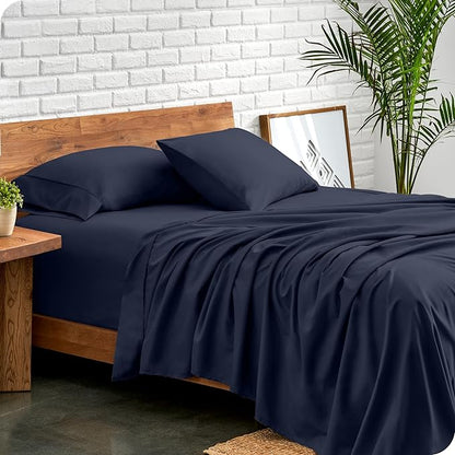 Bare Home Full Sheet Set - Luxury 1800 Ultra-Soft Microfiber Full Bed Sheets - Double Brushed - Deep Pockets - Easy Fit - 4 Piece Set - Bedding Sheets & Pillowcases (Full, Midnight Blue)