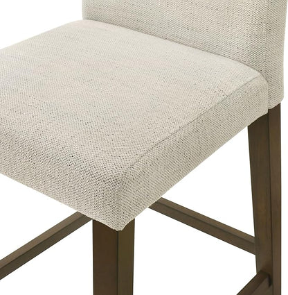 CHITA Counter Height Bar Stools Set of 3, 27" H Seat Height Upholstered Barstools, Fabric in Ivory