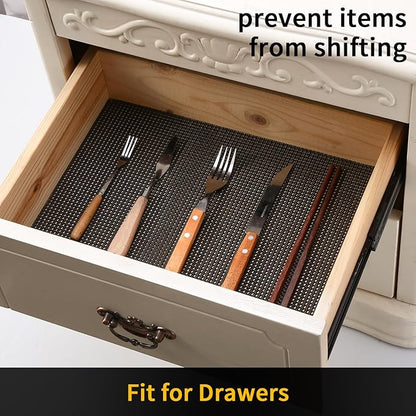 iwtmm Drawer Shelf and Cabinet Liners Non-Adhesive Extra Strong Grip - Keep Items in Place for Kitchen, Bathroom, Office & Wardrobe, Heavy Duty Anti-Slip Liners for Cabinets, Cupboards, Drawers