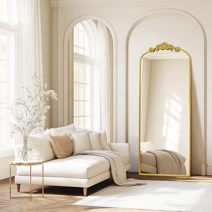 AIXI HOME Antique Gold Arched Full Length Mirror, 71"x30" Floor Vintage Mirror with Ornate Frame, Baroque Inspired Home Decor for Livingroom Bedroom Entryway