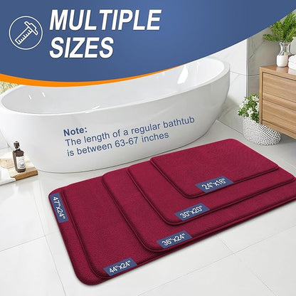 OLANLY Thick Memory Foam Bath Mat Rug 30x20, Extra Soft Absorbent Bathroom Rug, Quick Dry Bath Mats, Non-Slip, Machine Washable Carpet for Bathroom, Tub and Shower, Home Decor Accessories, Burgundy