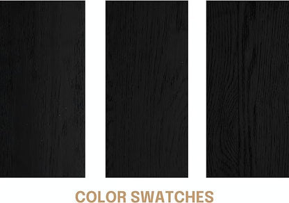 NTC Solid Oak Lux Nightstand with Drawer, Mid Century Modern Side Table Bedroom, Bedside Furniture, Night Stand, End Table, Easy Assembly - Burnt Black