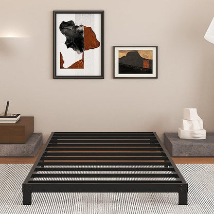 5 Inch Low Bed Frame Twin, Heavy Duty Twin Bed Frames Low Profile, No Box Spring Needed, Easy Assembly, Noise Free, Black