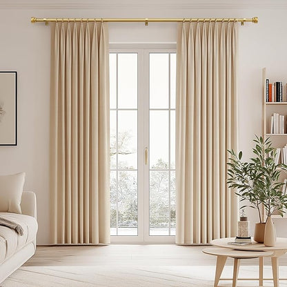 2 Pack Modern Gold Curtain Rods for Windows 28 to 48 Inches Adjustable Length Heavy Duty 1" Diameter Brass Window Curtain Rod with Solid Metal Finials for Outdoor Farmhouse Bedroom Kitchen Living Room