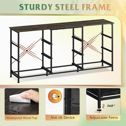 WLIVE 54''W Dresser for Bedroom, Black Dresser TV Stand for 55, 60, 65 inch TV, Wide Chest of Drawers with 9 Drawer, Large Entertainment Center, Fabric Dressers with Wood Top for Closet, Living Room