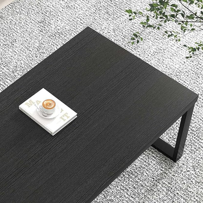 EXCEFUR Black Coffee Table, Modern Rustic Center Table for Living Room, Industrial Rectangle Cocktail Tea Table for Home Office, 47 Inch