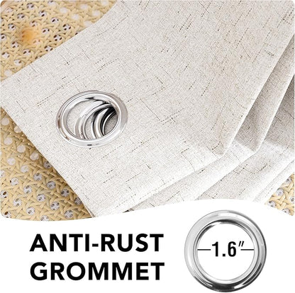 H.VERSAILTEX Ivory Curtains Blackout, 100% Blackout Linen Curtains with White Thermal Insulated Liner, Grommet Drapes Blackout Curtains for Living Room (2 Panels, 42 x 84 Inch, Ivory)