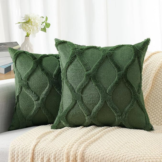 decorUhome Throw Pillow Covers 26x26 Inch Set of 2, Soft Plush Faux Fur Wool Forest Elf Couch Pillow Covers, Decorative Neutral Pillow Cases for Bed Sofa Living Room Home Decor