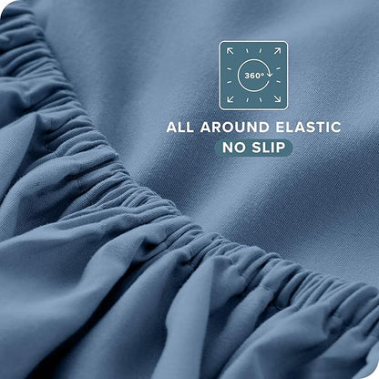 Bare Home Full XL Sheet Set - Luxury 1800 Ultra-Soft Microfiber Full Extra Long Sheets - Double Brushed - Deep Pockets - Easy Fit - 4 Piece Set - Bedding Sheets & Pillowcases (Full XL, Coronet Blue)
