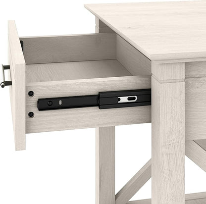 Bush Furniture Key West Small End Table with Storage | Modern Farmhouse Accent Shelf for Living Room in Linen White Oak