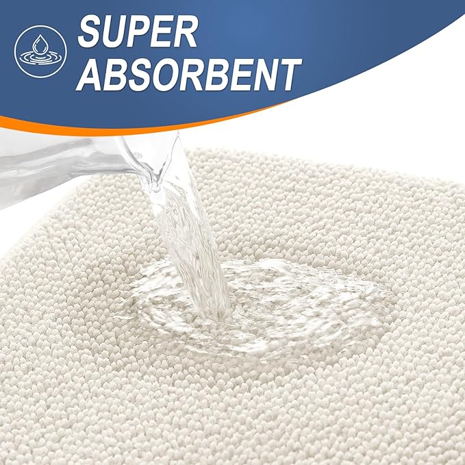 OLANLY Thick Memory Foam Bath Mat Rug 70x24, Extra Soft Absorbent Bathroom Rug, Quick Dry Bath Mats, Non-Slip, Machine Washable Carpet for Bathroom, Tub and Shower, Home Decor Accessories, Ivory