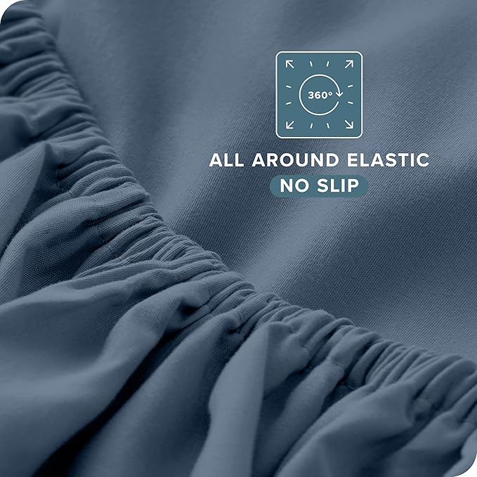 Bare Home Split Head Flex King Sheet Set - 1800 Ultra-Soft Microfiber Bed Sheets - Double Brushed - Deep Pockets - Easy Fit - 4 Piece Set - FlexTop King Bedding (Split Head Flex King, Bering Sea)