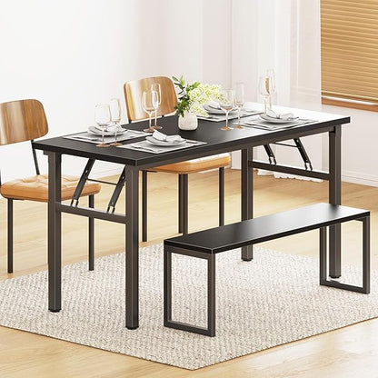 DlandHome Large Computer Desk, Folding Desk, Decent and Steady Home Office Desk/Workstation/Table 54.3inch Black Black